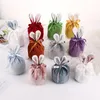 Emballage cadeau mangeur oreille velours bonbons cadeaux sac nœud papillon couleur oeufs joyeuses pâques fête fournitures enfants faveur paquet