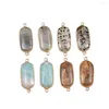 Pendant Necklaces Natural Stone Gem Damation Jasper Amazonite Connector Handmade Crafts DIY Necklace Bracelet Accessories For Woman Making