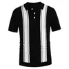 Polos pour hommes de haute qualité pour hommes d'été couleur unie StripeT-shirts à manches courtes British Slim Revers KnittedStriped Casual Polo Shirt Pour Homme Tops