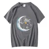 Heren t shirts xinyi kaus pria 100 katun kasual lucu desain astronot cetak longgar leher o untuk lengan pendek t -shirt atasan 230510