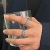Fedi nuziali vintage placcato argento modello fidanzamento aperto per le donne brillare verde blu CZ pietra intarsio gioielli di moda regalo per feste
