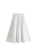 فستان من قطعة من قطعة Tellhoney Women Fashion Vneck Hollow Out Tops Tops Side Zipper Plats Midi Skirt Lady Sexy White Embroidery Set 230509