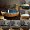 Bathroom Sink Faucets Balcony Wash Basin Ceramic Art Table Round Antique Washbasin Small Household Single