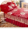 Bed Skirt Princess Lace Quilted Crystal Cute Bed Sheets King Queen Size Thick Cotton Warm Velvet Bed Cover Wedding Bedspreads with Skirt 230510