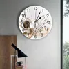 Horloges murales Notes de musique feuille brune PVC horloge numérique Design moderne salon décor grande montre muet suspendu