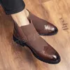 Luxury Men's Ankle Boots High Quality Leather Mens Boots Slip on Pointed Toe Oxford Formal Business Shoes Bota Masculina