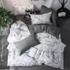 Zestawy pościeli białe marmurowe zestawy wygodne osadzone kołdrę Zestaw Set3PCS Arkusz łóżka typu queen -size Setbed Linen Brak arkuszu Zestaw kołdry 230510