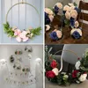 Dekorativa blommor stor metall blommig båge krans set vägghängningar guldband kransar för bröllop centerpieces heminredning och diy hantverk