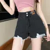 Shorts pour femmes coréen taille haute Denim femmes lâches minces trous cassés jambes larges une ligne pantalon Ultra court