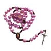 Łańcuchy Różańskie koraliki naszyjnik katolicki krucyfiks wisiorek kolorowy koralik religijny biżuteria modlitewne dla kobiet mężczyzn 6 kolor