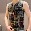 Mens Tank Tops Summer Full Print V Neck Wide Vest Hip Hop Sleeveless For Funny T Shirts Abstract Top 230509