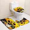 Shower Curtains Modern Style Flower Durable Waterproof Curtain Set Toilet Seat Cover Bath NonSlip Mat Rug Carpet Bathroom Decor Washable 230510