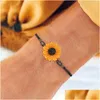 Pulseras con dijes Pulsera de girasol para mujer Cadena de cuerda creativa Joyería de moda Alta calidad Metal de moda Bransoletka Entrega directa Dhpcv