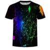 Men's T Shirts Summer 2023 Fashion Personality T-shirt 3D Printing Streetwear Hip-Hop Casual Striped Plaid Splashing Ink