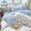 Bedding sets 100% Cotton Set With Flowers Skin Friendly Breathable Duvetcover 2pcs Pillowcase No Bed Sheet 230510