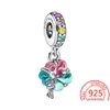 أساور سحر 925 الجنيه الاسترليني Sier Gemstone Gemstone Pansy Flower Flower Prutfly Glitter for Pandora Bracelet Girls Diy Jewelry Dro Dhqtb