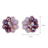 Boucles d'oreilles HAHATOTO ronde fleur forme violet couleur cristal perlé Boho déclaration de mode pour les filles bijoux à la mode