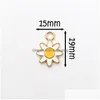 Charms 100st/Lot Emalj Sunflower Shape Alloy Gold Tone Charm örhängen Armband Halsband hängande smycken hantverk grossist drop del dhoac