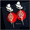 Charm New Bohemia Round Hoop Leaf Dangle Boucles D'oreilles Pour Femmes Filles Colorf Metal Charms Drop Earring Summer Beach Jewelry Party Dhgarden Dh1Sj