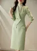 Tvådelad klänning Eleganta kvinnor Blazers Suits 2023 Spring Formal Professional Office Work Wear Business Set med Blazer Coat och Pencil kjol