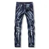 Jeans pour hommes Mens Trendy Patchwork Denim PantsHigh Quality Slimfit Rivet Decors Blue JeansStreet Fashion Sexy JeansDaily Casual Jeans Z0508
