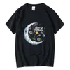 Heren t shirts xinyi kaus pria 100 katun kasual lucu desain astronot cetak longgar leher o untuk lengan pendek t -shirt atasan 230510