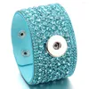 Charme Armbänder 10 teile/los Großhandel Breite Strass Armband Samt 18mm Druckknopf Fit Tasten Schmuck Für Frauen