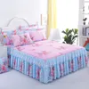 Saia de cama 3pcs Conjunto de lixamento de renda da pista de moda Salia de cama queen-size espessada Fossa de duas camadas de camada de duas camadas de pó de casal de casal de casal 230510