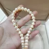 Chains wholesale pink purple 9-10mm nearly round freshwater pearl strand 14inch for jewelry making