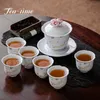 Чайная посуда 2 шт./лот, 60 мл, креативные керамические чайные чашки с милым котом, посуда для напитков, чашка, чайный сервиз, чашки для кунг-фу, напитки, чайные аксессуары, принадлежности для чайного сервиза