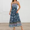 Casual jurken vrouwen vintage slip lange jurk uitsnijder kan kant latwerk Boheemse spaghetti riem maxi vierkante nek mouwloze strand feestkleding