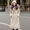 Женские траншевые пальто плюс размер длинная куртка для женщин, хорошая зимняя парка мухер с капюшоном с меховым воротником, корейский стиль стройная тепло