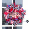 Decoratieve bloemen 4 juli Onafhankelijkheidsdag Handgemaakte lintkrans Deur Hangende nationale decoraties Familie Holiday Huis aankleden