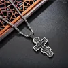 Łańcuchy stali nierdzewne Vintage Cross Cross Jezus Church Religijne naszyjniki wisior biżuterii z łańcuchem