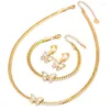 Brincos de colar Conjunto de aço de titânio 18k Borboleta dourada Bracelete feminina Três peças Jóias inoxidáveis