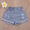 Одежда наборы юмора медведь мод в стиле девушки 3D цветы слинг+джинсовые шорты 2pcs повседневная одежда для малышей y23