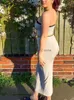 2 피스 드레스 섹시한 자르기 튜브 탑과 바디콘 스커트 정장 여성 사이드 스플릿 스커트 세트 여성 단단한 민소매 블라우스 더블면 의상 T230510