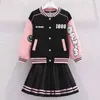 Clothing Sets Teenage Girls Spring Junior Girl Loungewear Suit Baseball Uniform Jacket Coat + Pleated Skirt 2pcs JK Outfits 3-14 Y Y23