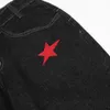 Pantalons pour hommes Harajuku Retro Washed Pentagram Broderie Pantalon pour hommes et femmes Casual Straight Black Loose Streetwear Femmes Denim Pantalon G230510