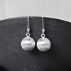 Dingle örhängen FNJ 925 Silver Ball Original S925 Sterling Drop Earring for Women Jewelry Wire Ritning Process