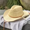 Breite Krempe Hüte Eimer Damen Sommer West Cowboy Stroh Panamas UV-Schutz Sonnenblende Seaside Beach 230509