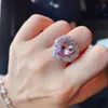 Queen Heart Pink Diamond Ring 925 Sterling Silver Party Wedding Pierścienia dla kobiet Bridal Obietnic Belfement Empandwa
