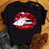 Dames t -shirt mode lippen print t casual korte mouw o nek losse t -shirt dames tee tops kleding camisetas mujer 230510