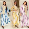Etnische kledingjurken voor moslimvrouwen kanten borduurwerk vneck met lange mouw feest maxi jurk losse elegante Marokkaanse kaftan kalkoen draagt ​​230510