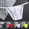 Underpants Men's Sexy Semi-Transparent Briefs Boxer Breathable Seamless Underwear T-back Ultra-thin Striped Boys Panties