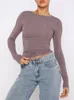 Kvinnors tshirt Chronstyle Women Spring Autumn Long Sleeve Tshirts Tops Solid Slim Fit Pullovers Causal Tees Shirts Female Streetwear Base 230510