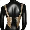 Camisetas sin mangas para mujer Camis Bling s Party Crop Top Moda Solid Backless Straps Full Diamonds Lentejuelas Cami recortada para mujer 230509