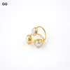 Pierścionki ślubne Biżuteria Naturalna perła słodkowodna ze złotą plataną ramką maleńki palec dla kobiet klasyczny prezent klasyczny