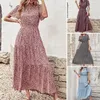 Casual Dresses Fashion Beach Dress A-Line Breathable Summer Pleated Stitching Flowy Hem Long Anti-pilling Maxi Streetwear