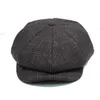 Bérets mode laine Tweed sboy casquette chevrons hommes femmes Gatsby rétro peintres britanniques chapeau pilote plat noir café gris 230509